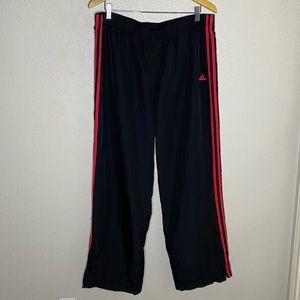 Adidas Black with Hot pink/Fuchsia Track pants bootcut flare